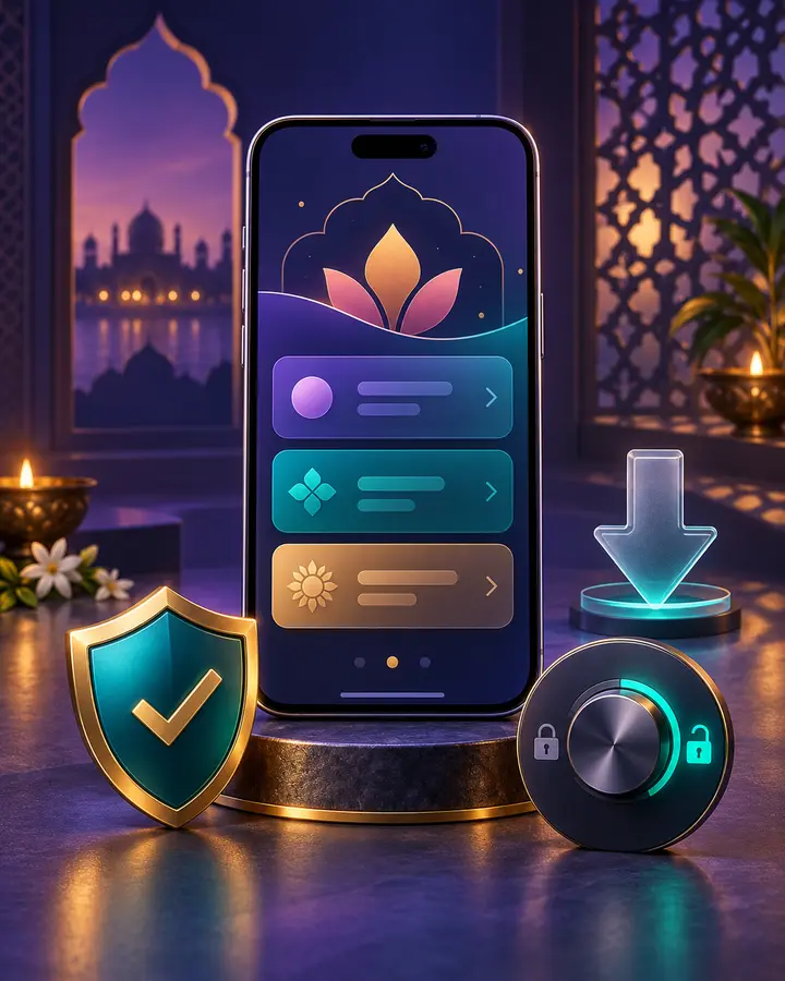 Secure mobile app access concept with an abstract smartphone